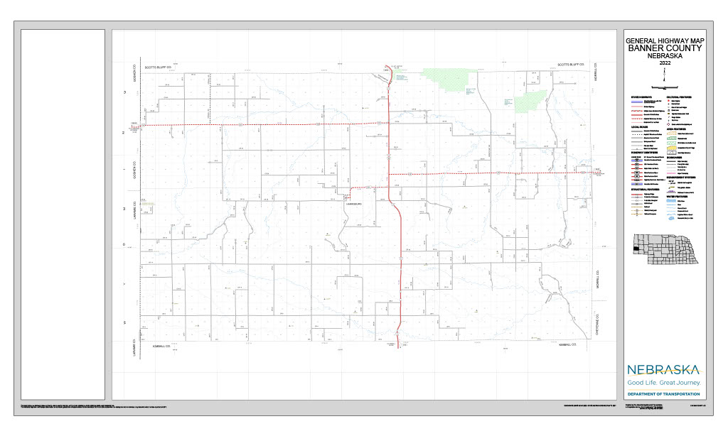 Banner County Nebraska Road Map