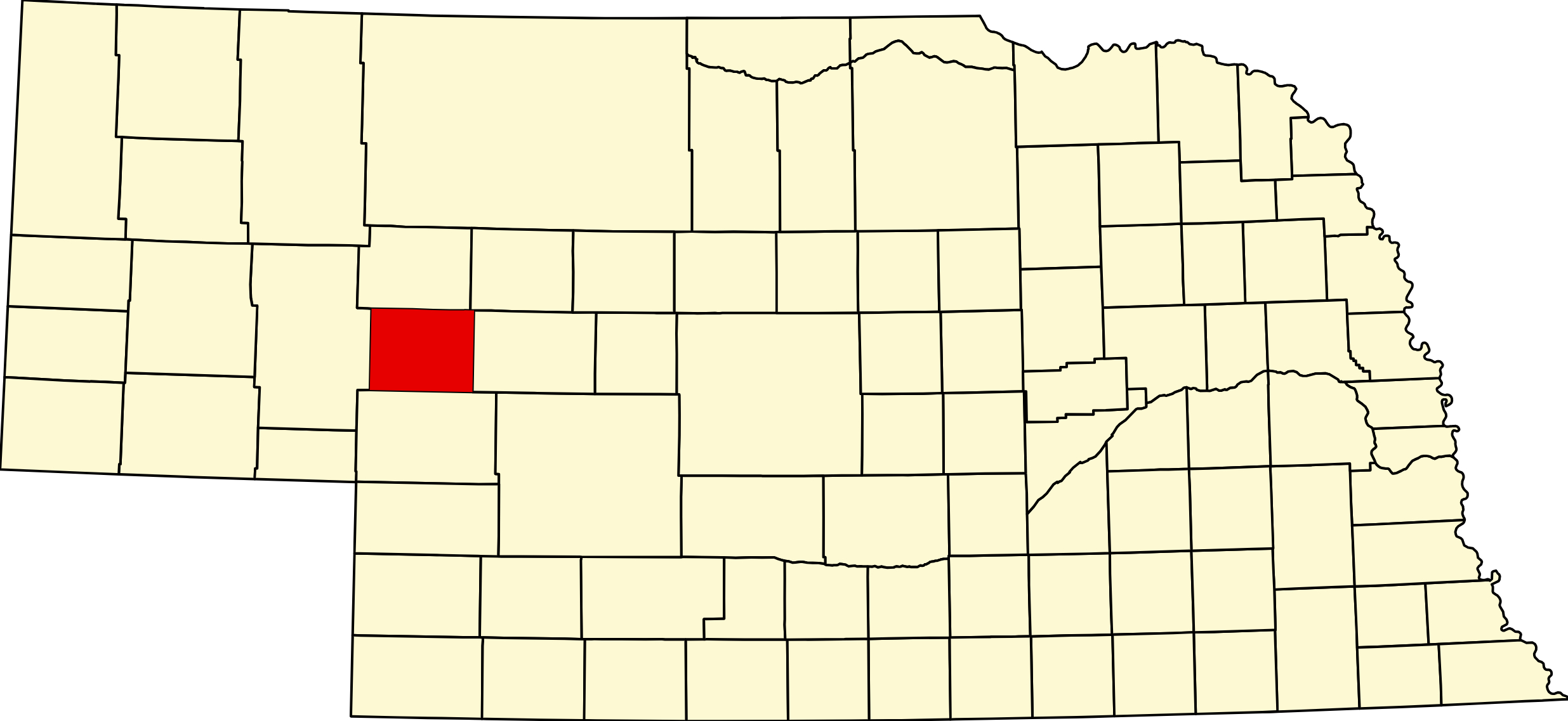 Map of Nebraska highlighting Arthur County