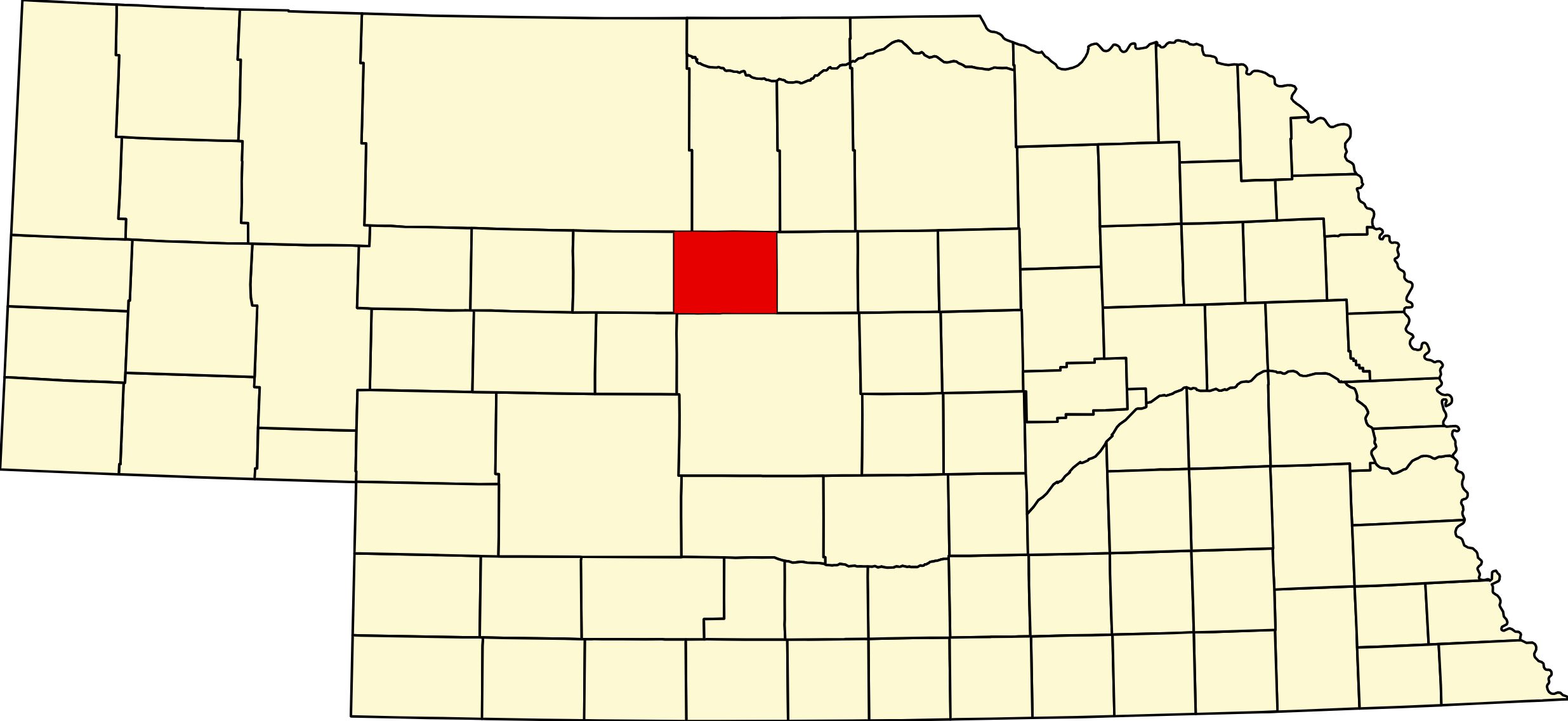 Map of Nebraska highlighting Blaine County