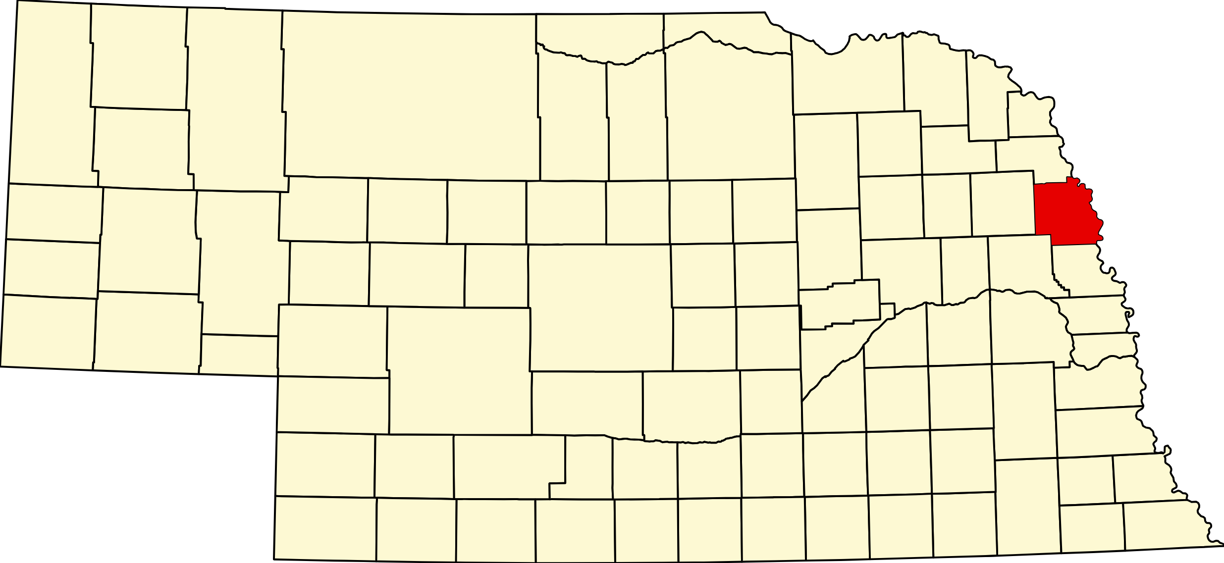MapofNebraskahighlightingBurtCounty Map of Nebraska highlighting Burt County