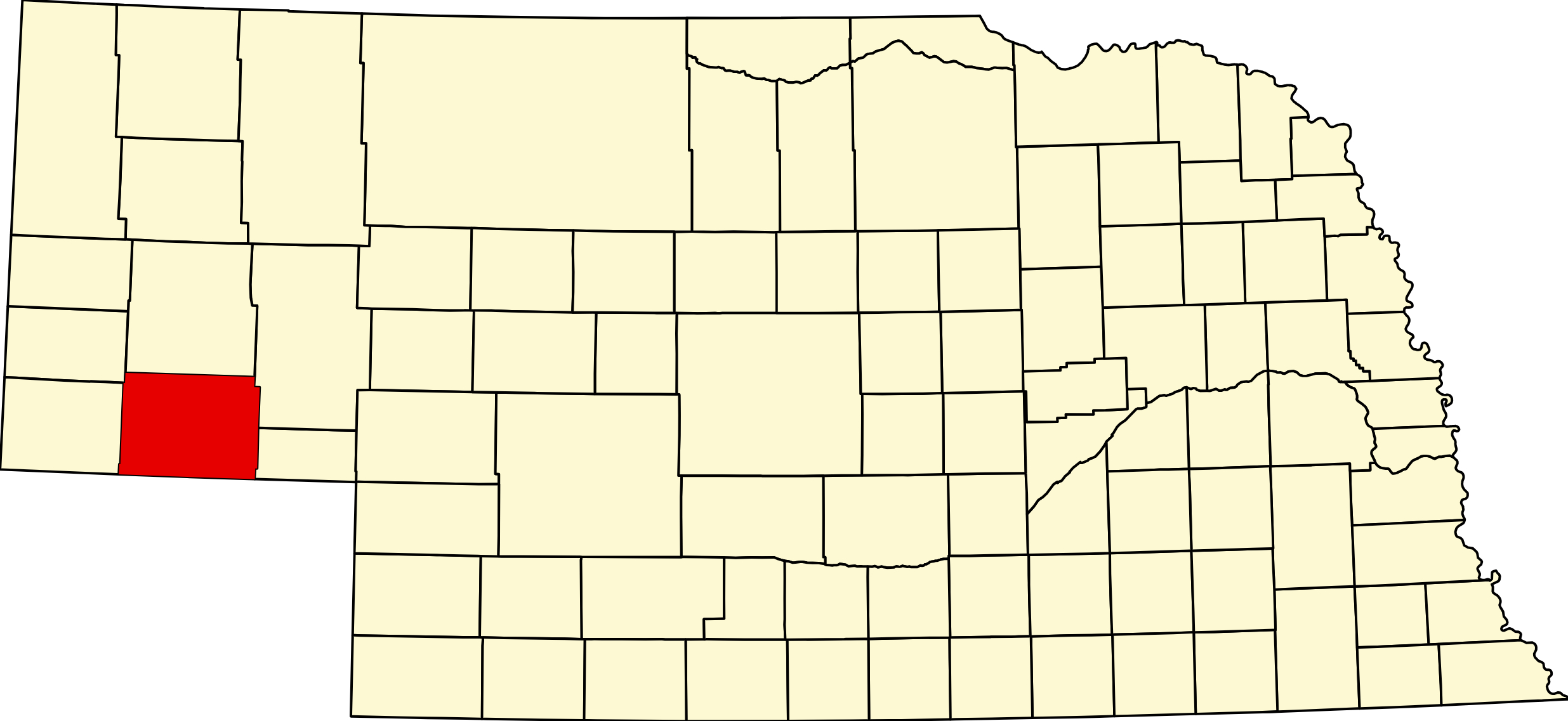 Map of Nebraska highlighting Cheyenne County