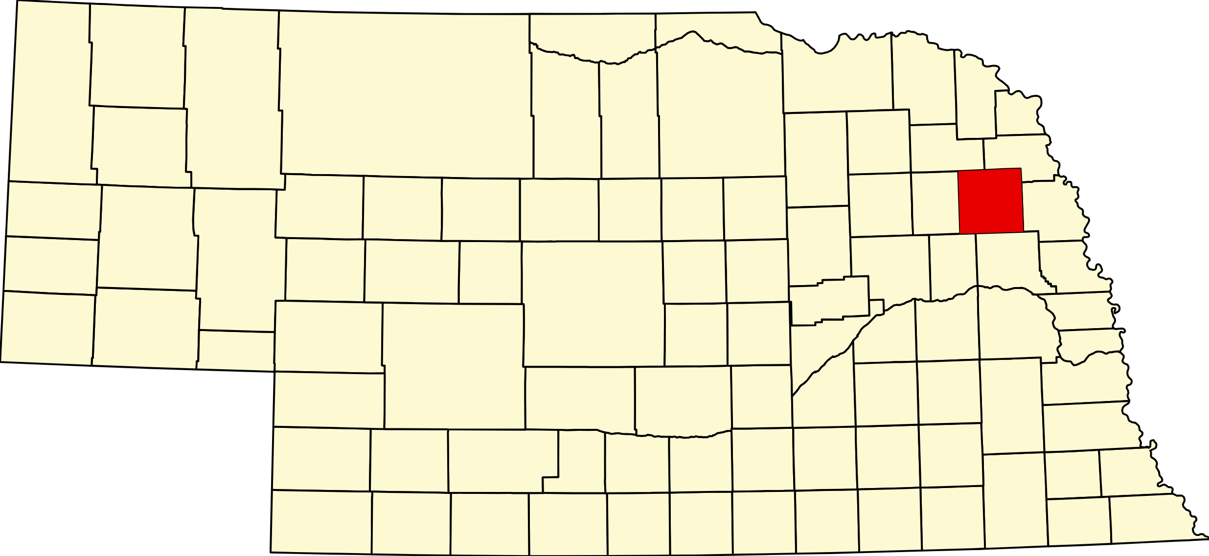 Map of Nebraska highlighting Cuming County
