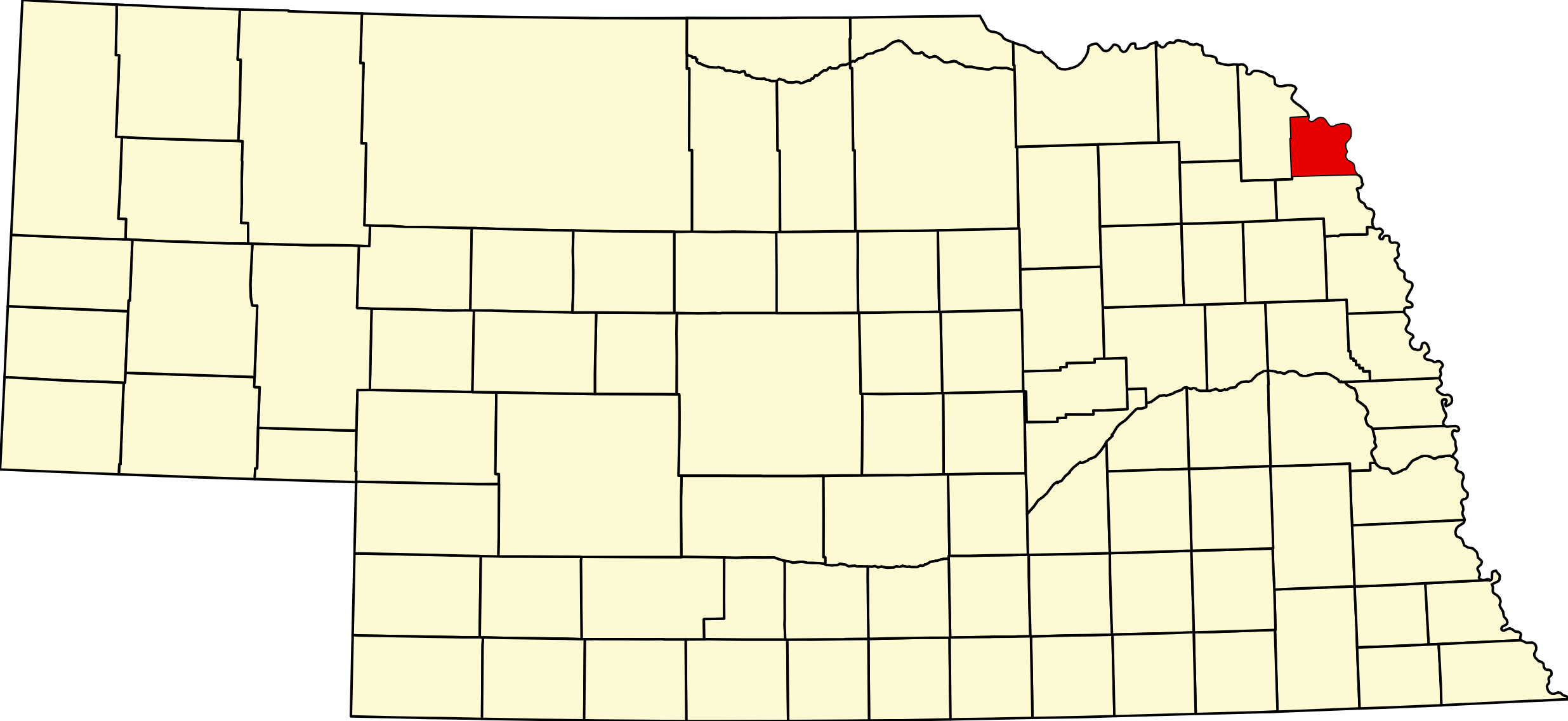 MapofNebraskahighlightingDakotaCounty Map of Nebraska highlighting Dakota County