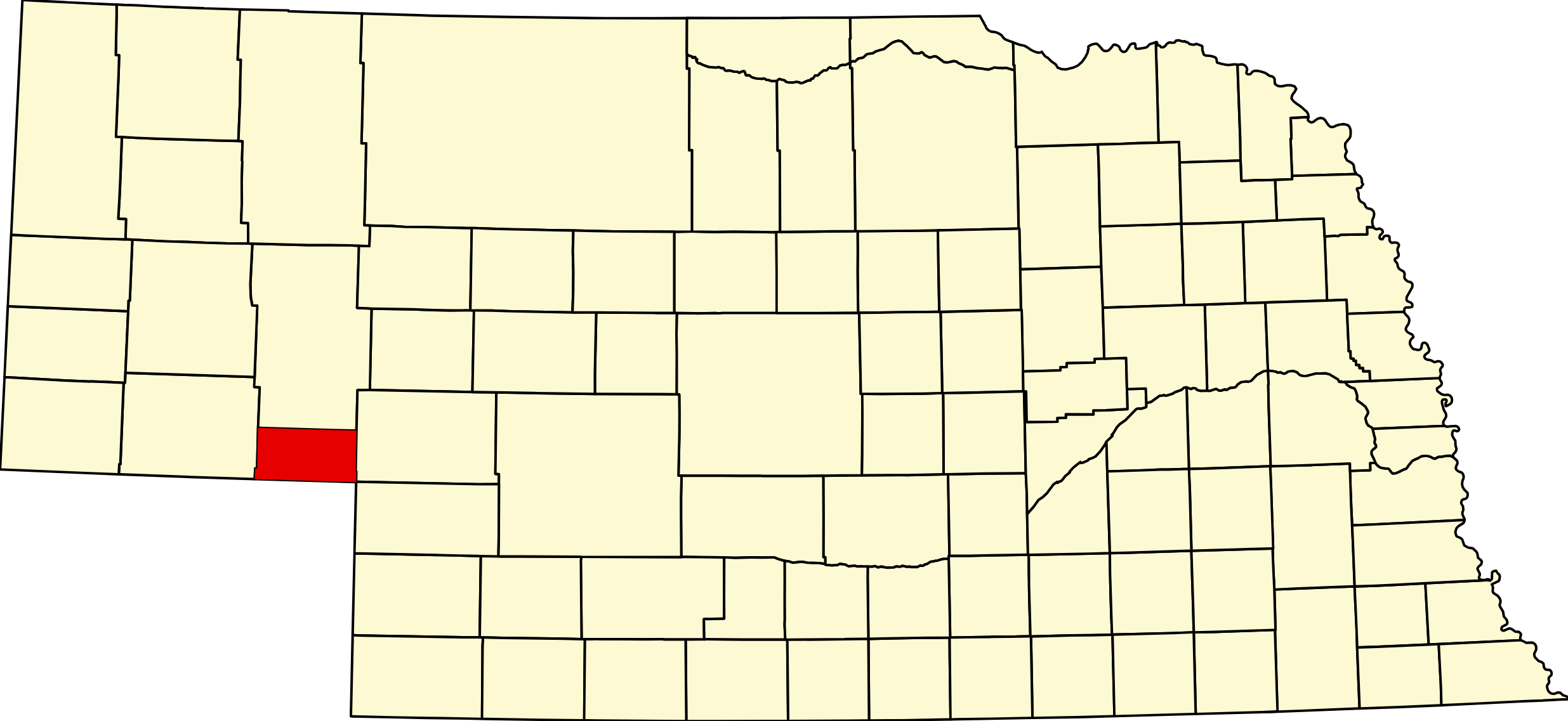 Map of Nebraska highlighting Deuel County