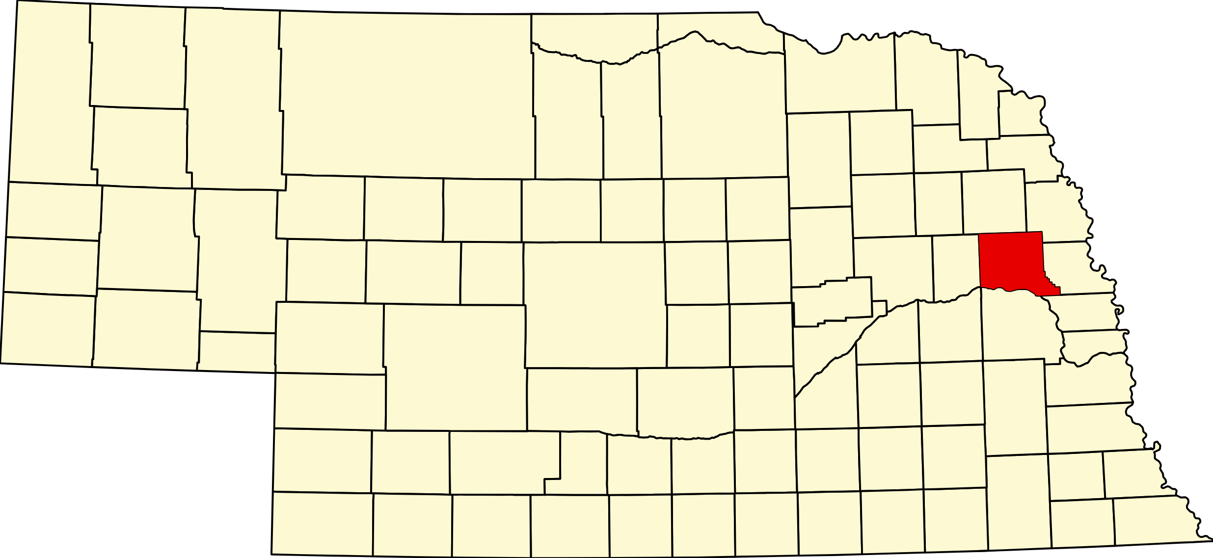 MapofNebraskahighlightingDodgeCounty Map of Nebraska highlighting Dodge County