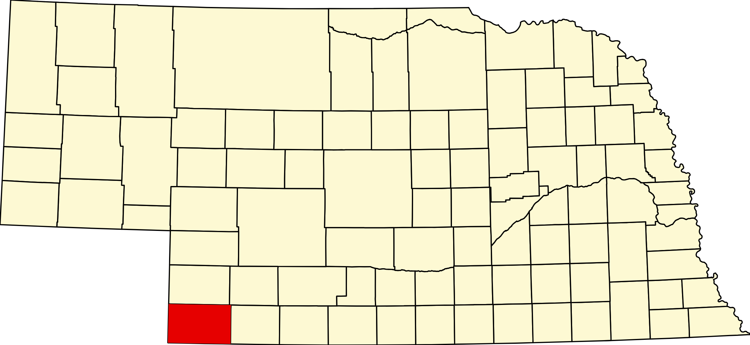 Map of Nebraska highlighting Dundy County