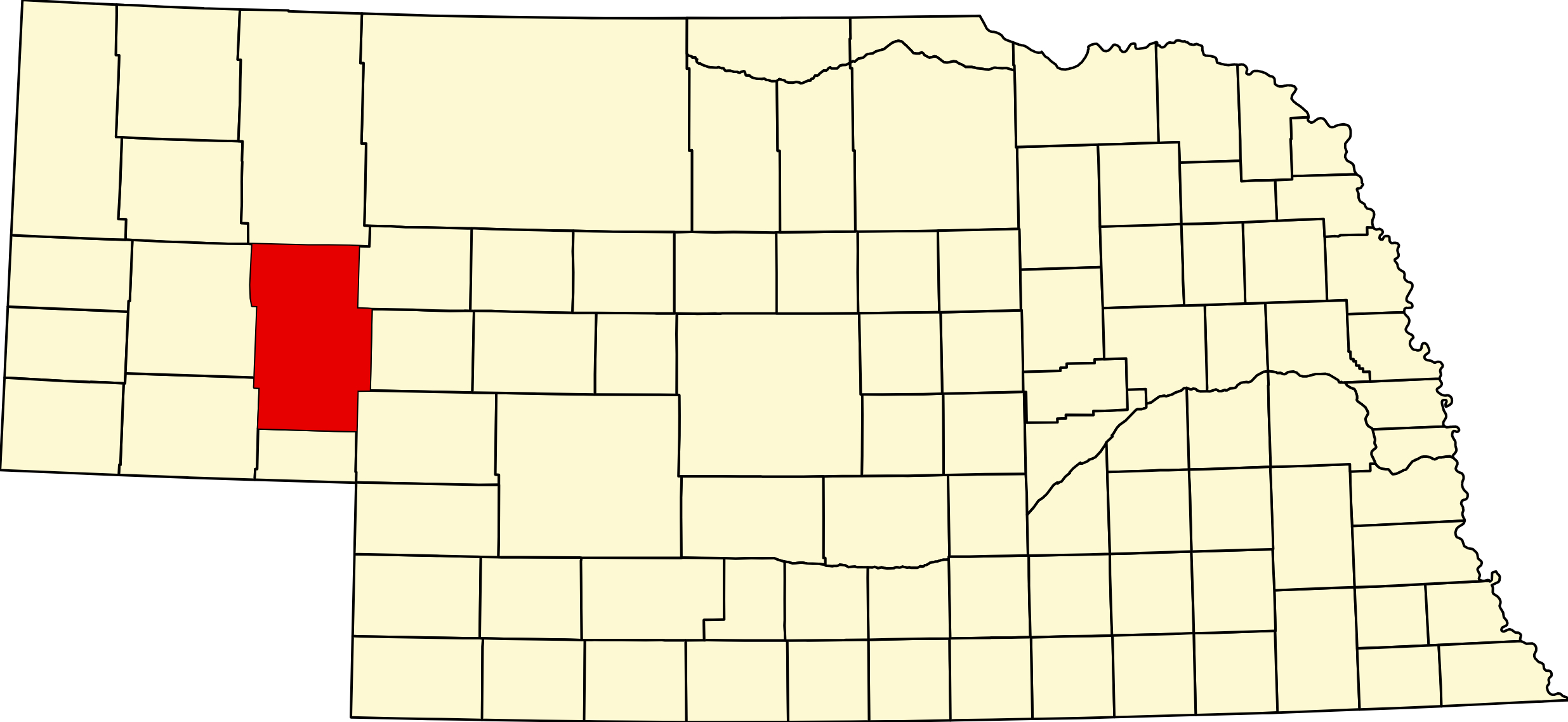 Map of Nebraska highlighting Garden County
