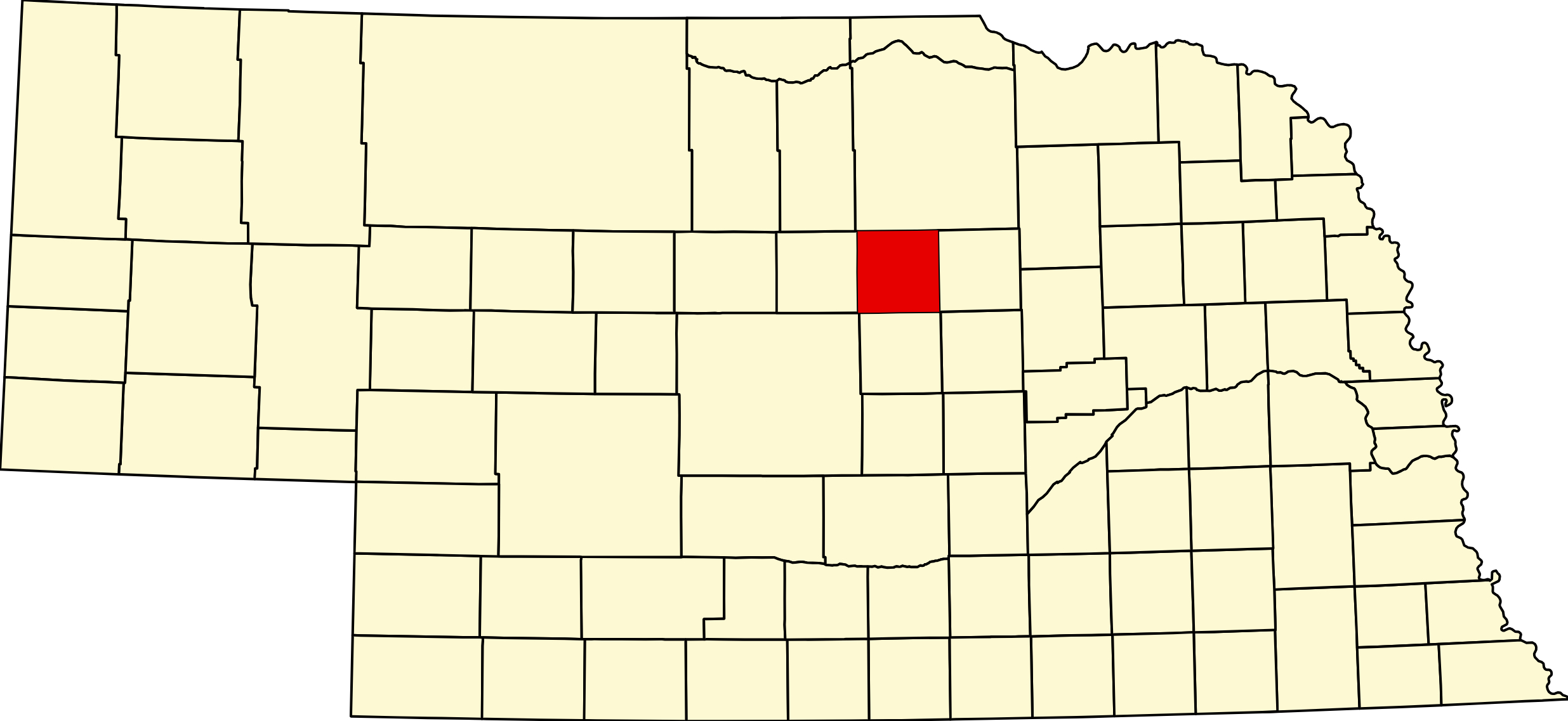 Map of Nebraska highlighting Garfield County