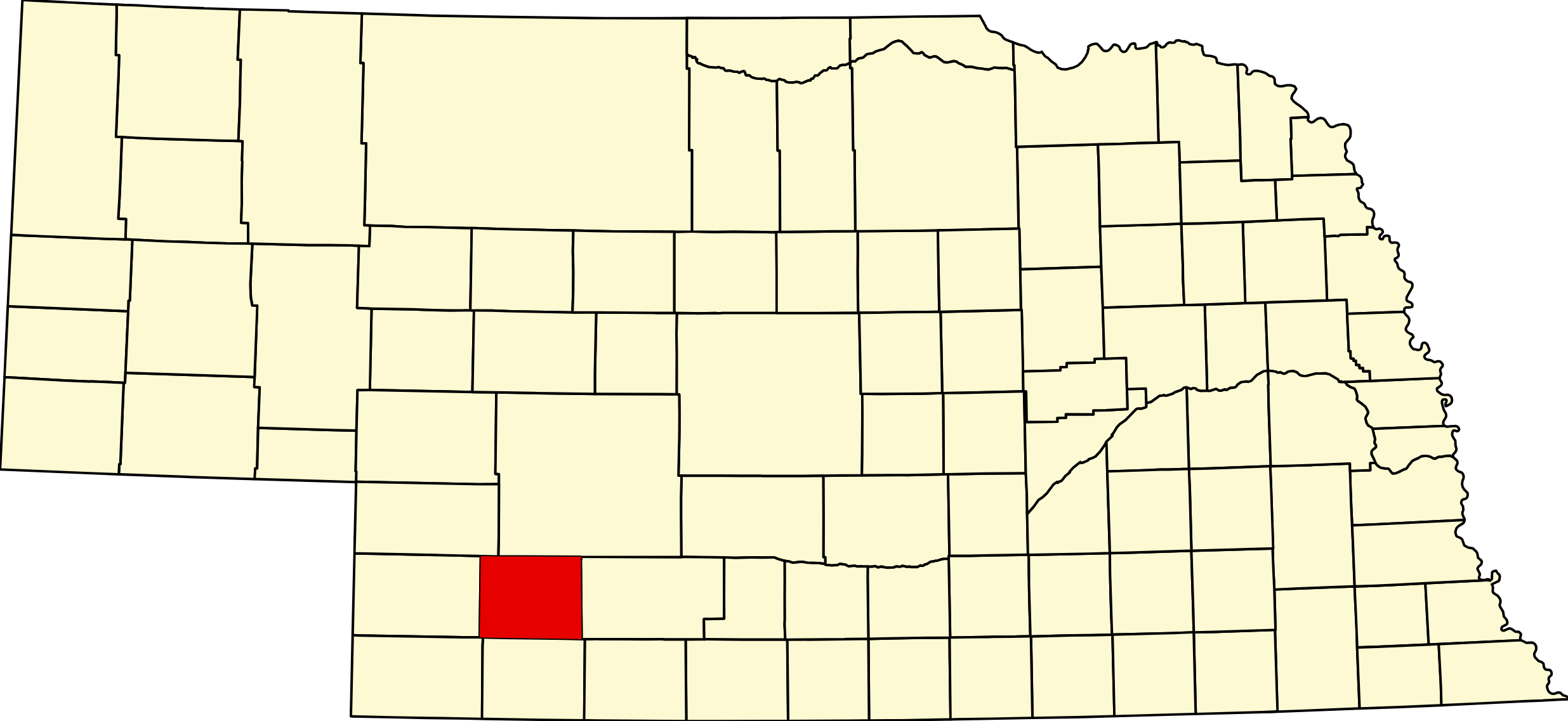 Map of Nebraska highlighting Hayes County