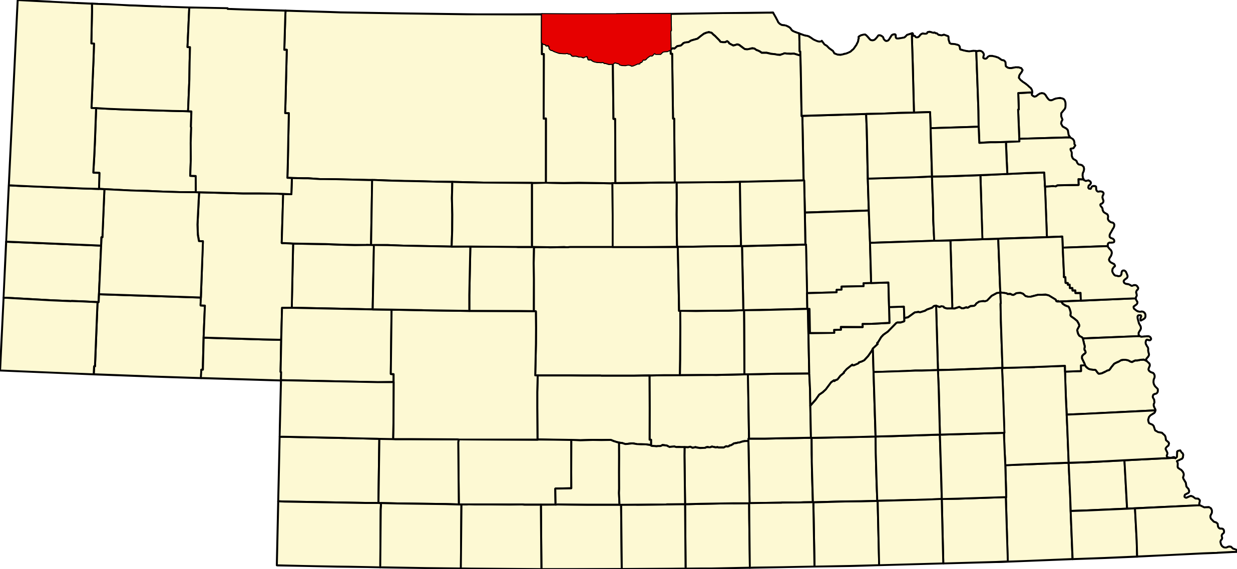 Map of Nebraska highlighting Keya Paha County