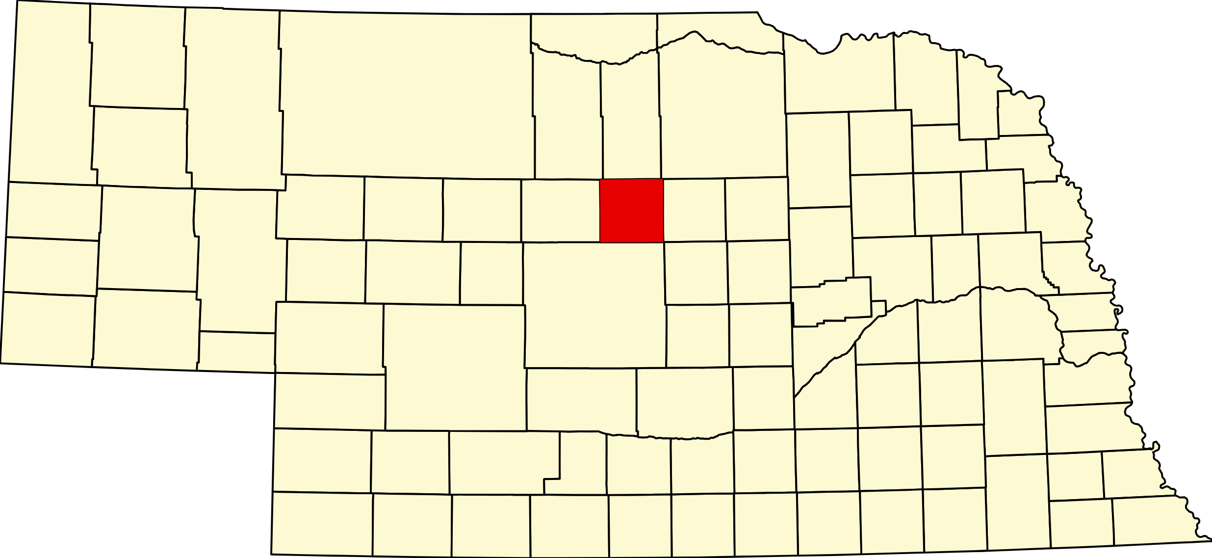 Map of Nebraska highlighting Loup County