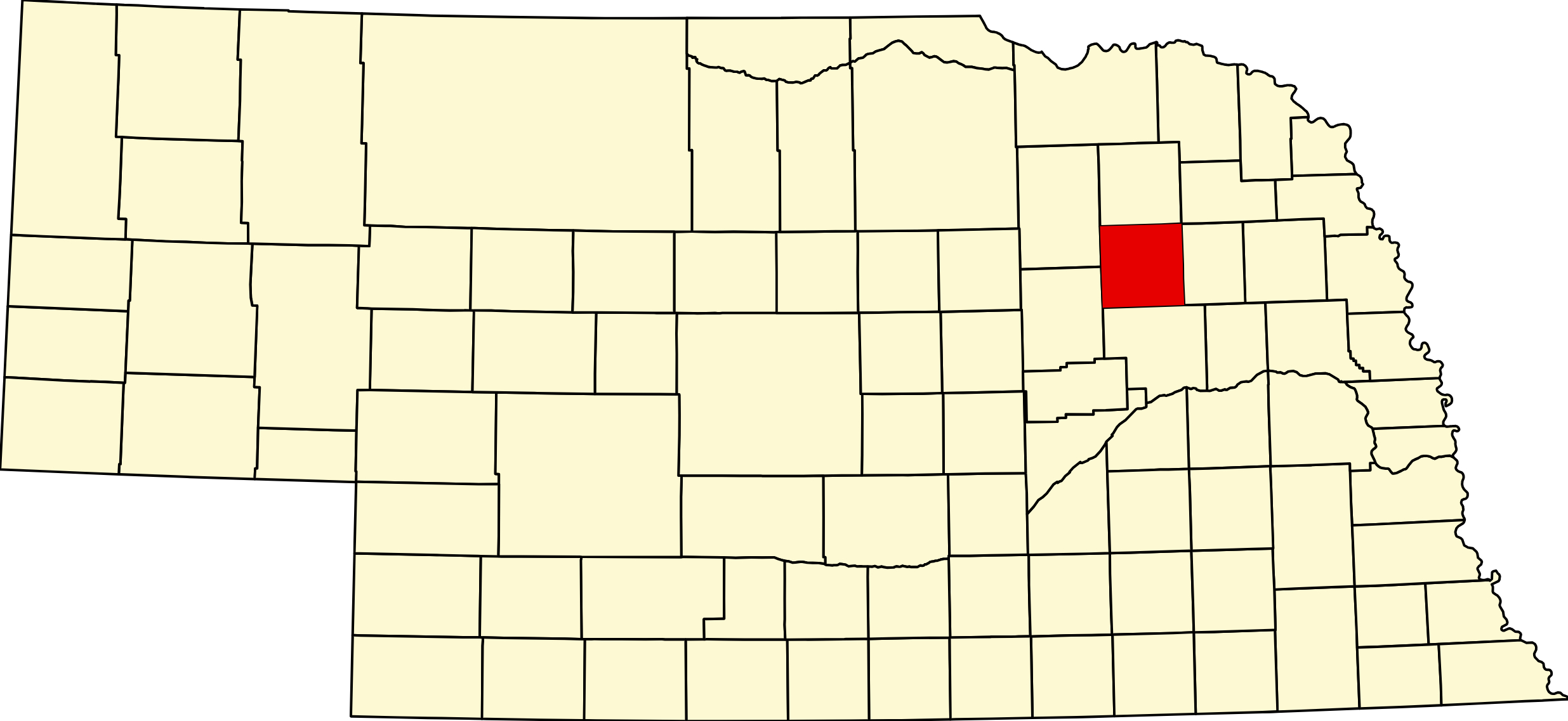 Map of Nebraska highlighting Madison County