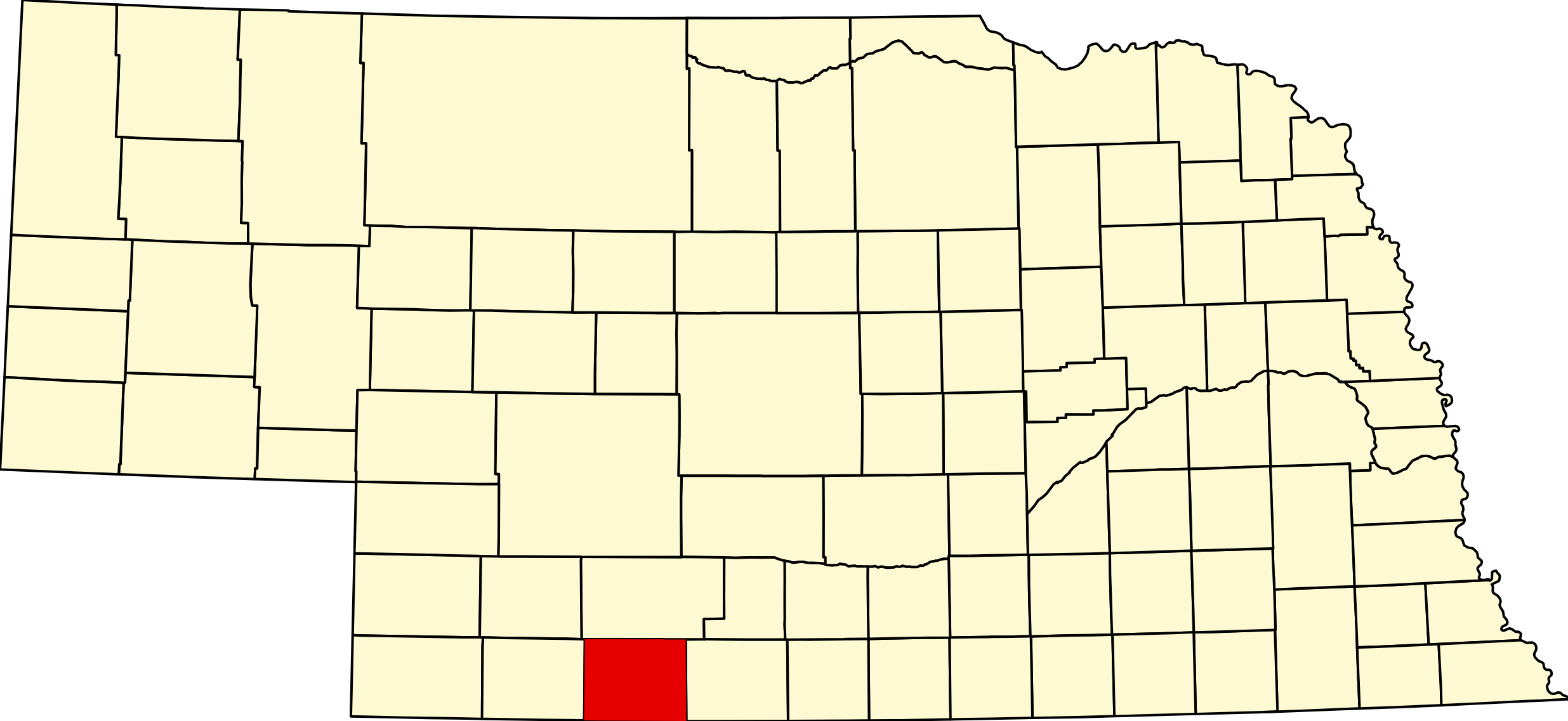 Map of Nebraska highlighting Red Willow County