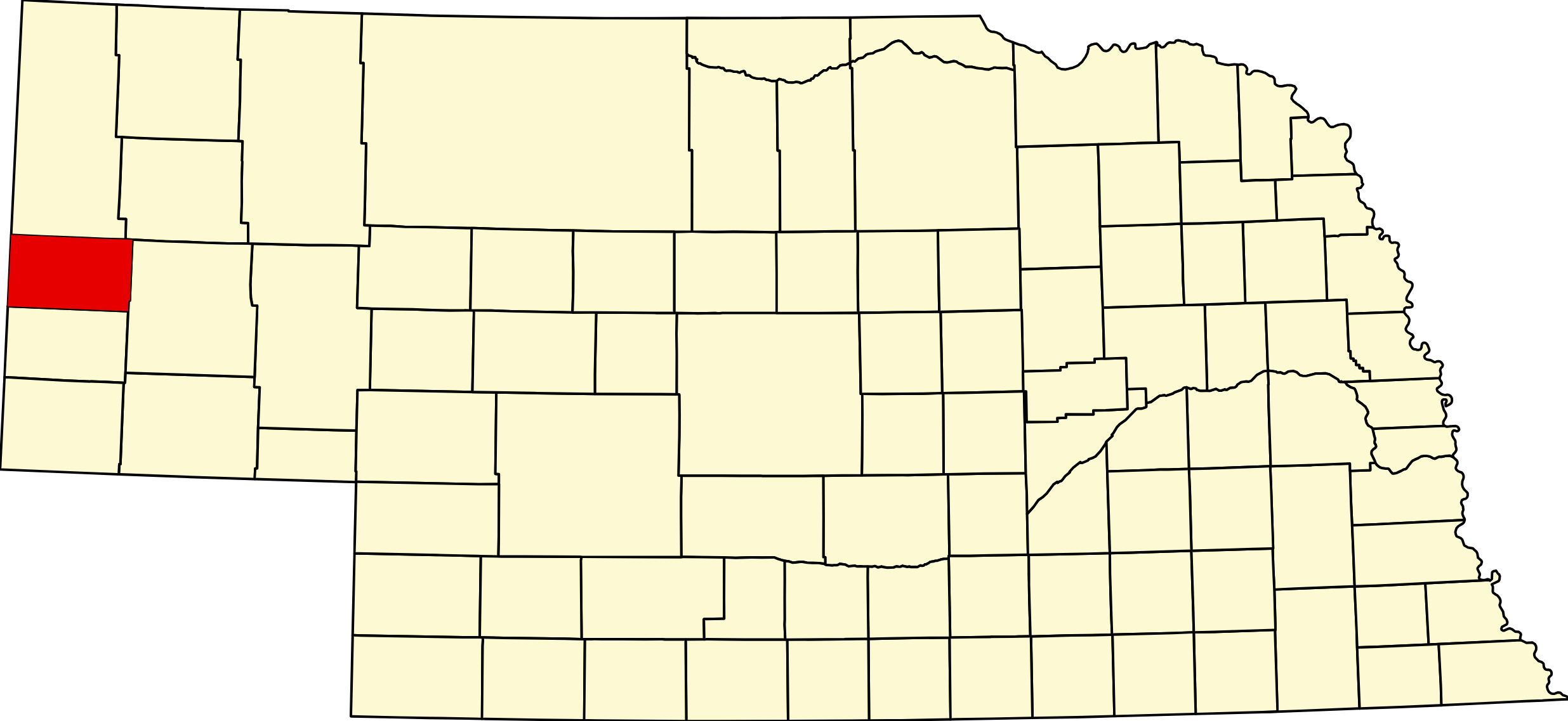 Map of Nebraska highlighting Scotts Bluff County