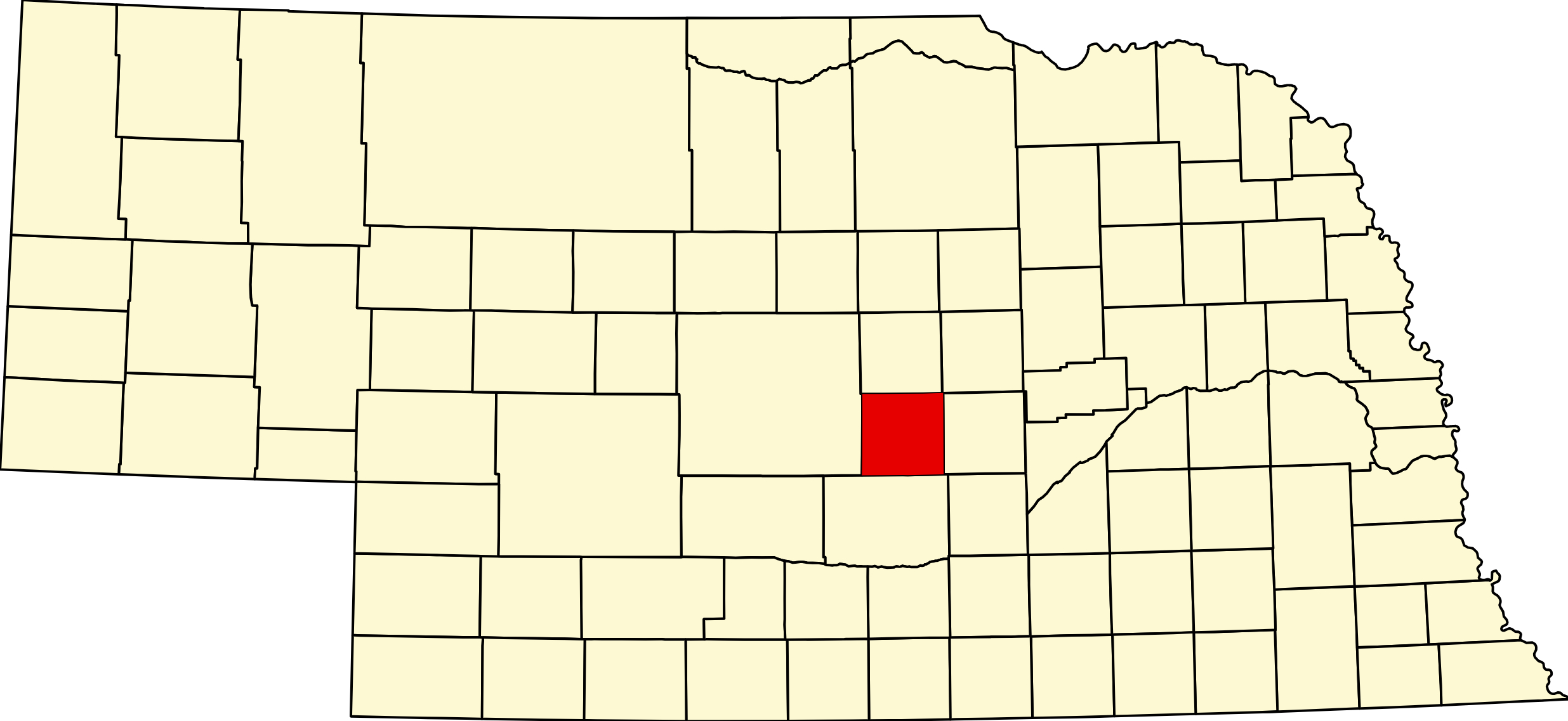 Map of Nebraska highlighting Sherman County Nebraska