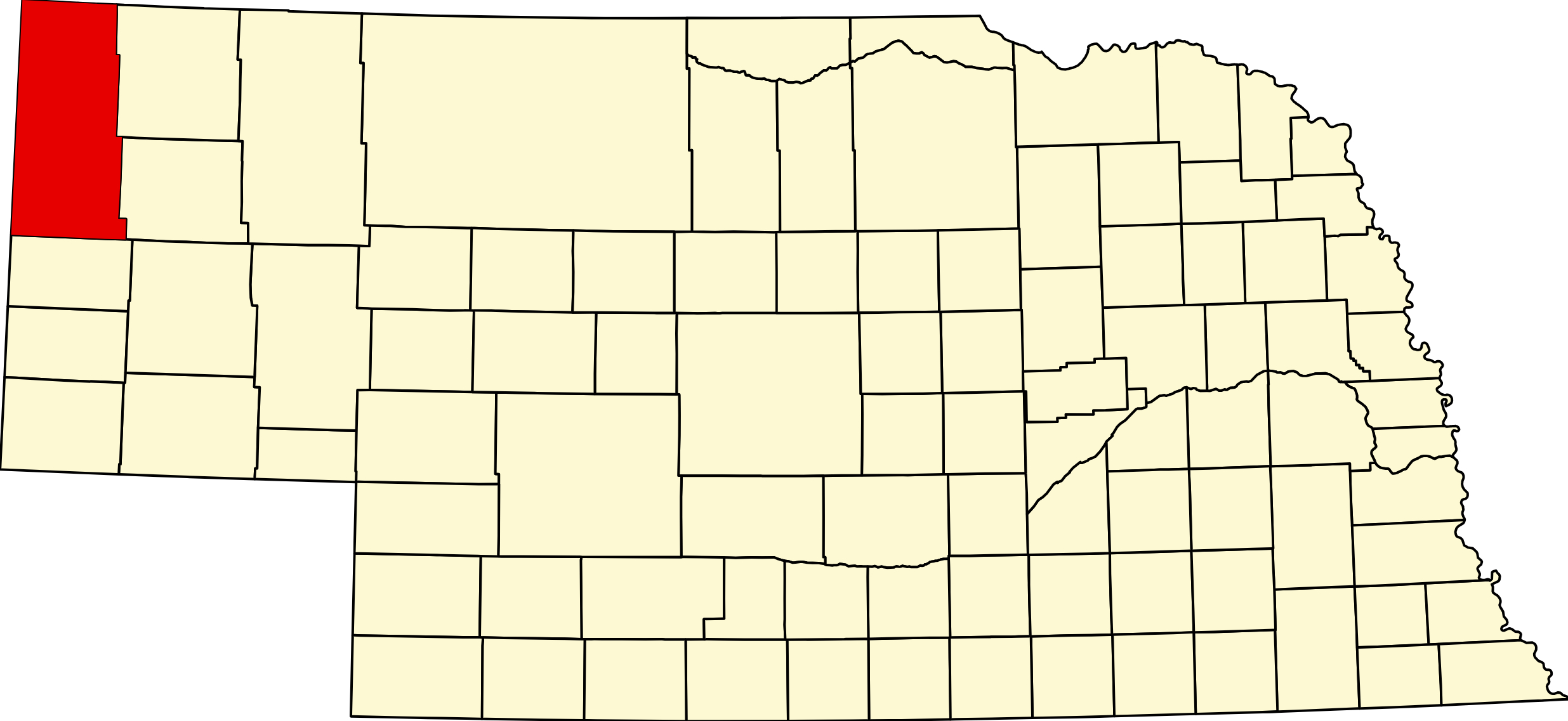 Map of Nebraska highlighting Sioux County Nebraska Map of Nebraska highlighting Sioux County Nebraska