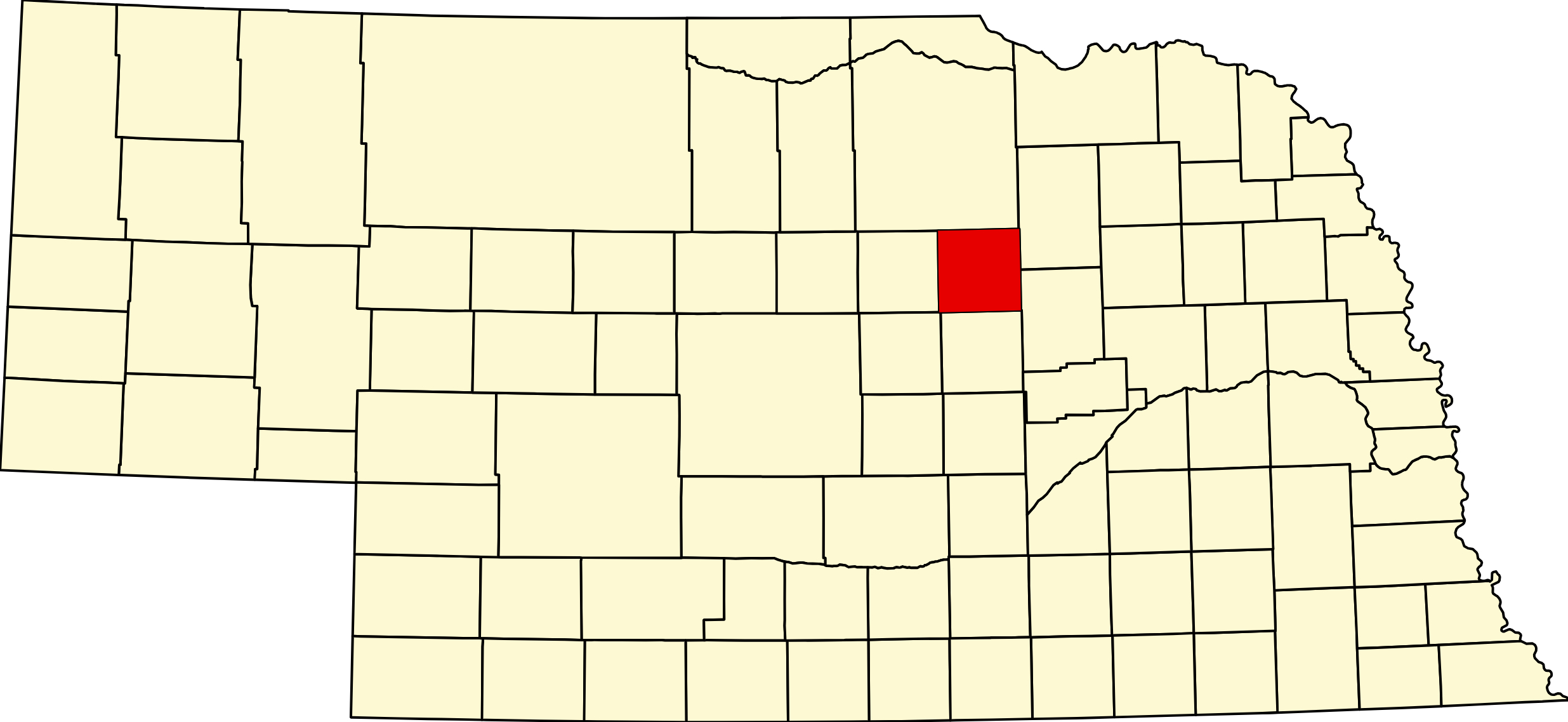 Map of Nebraska highlighting Wheeler County Nebraska