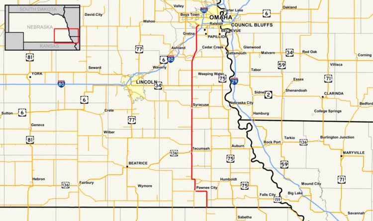 Nebraska Highway 50 Map